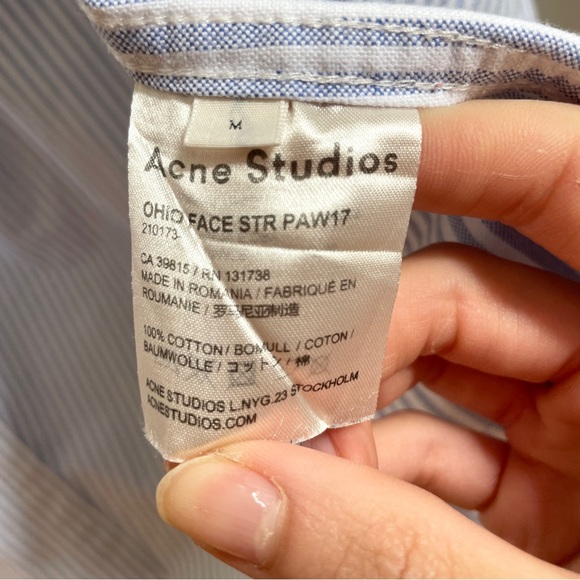 ACNE STUDIOS striped blue and white button-down collared shirt - Picture 5 of 6